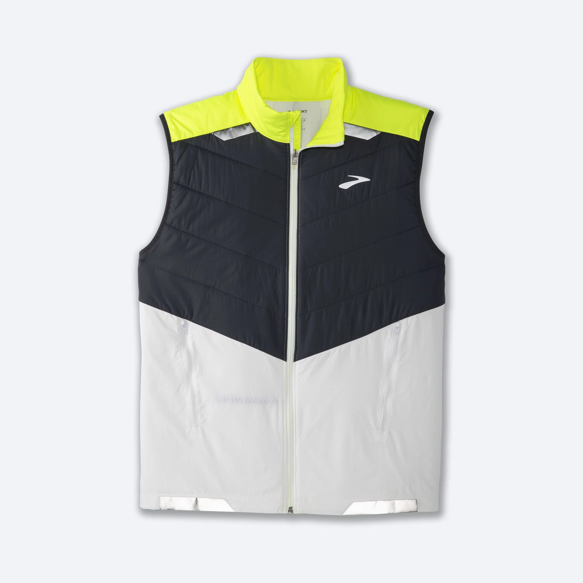 Brooks Run Visible Insulated Vest 134 - White/Asphalt/Nightlife
