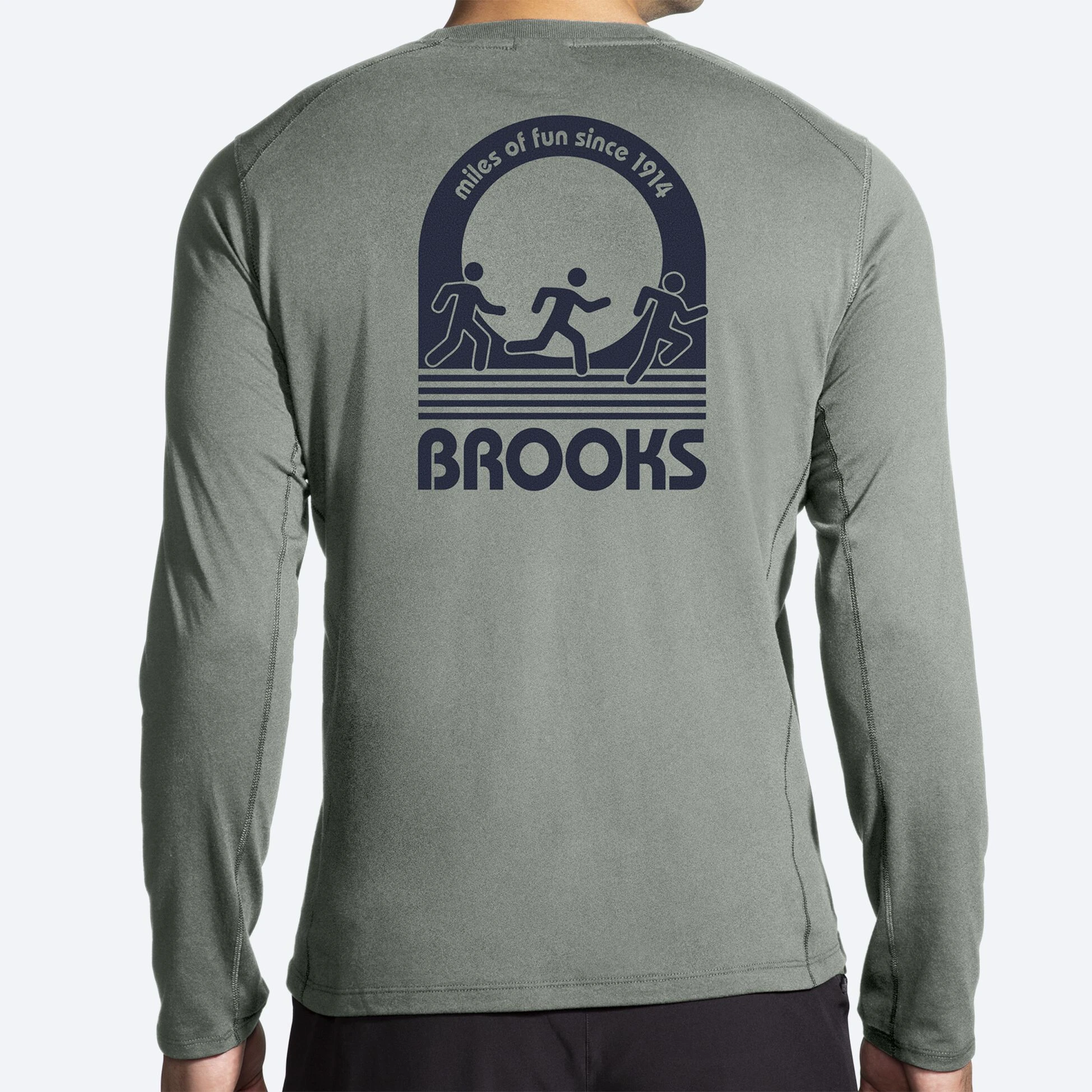Brooks Distance Long Sleeve 2.0 348 - Pebble/Miles Of Fun - Image 3