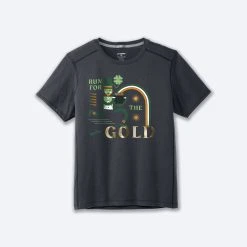 Brooks Distance Short Sleeve 2.0 040 - Heather Asphalt/Run Lucky