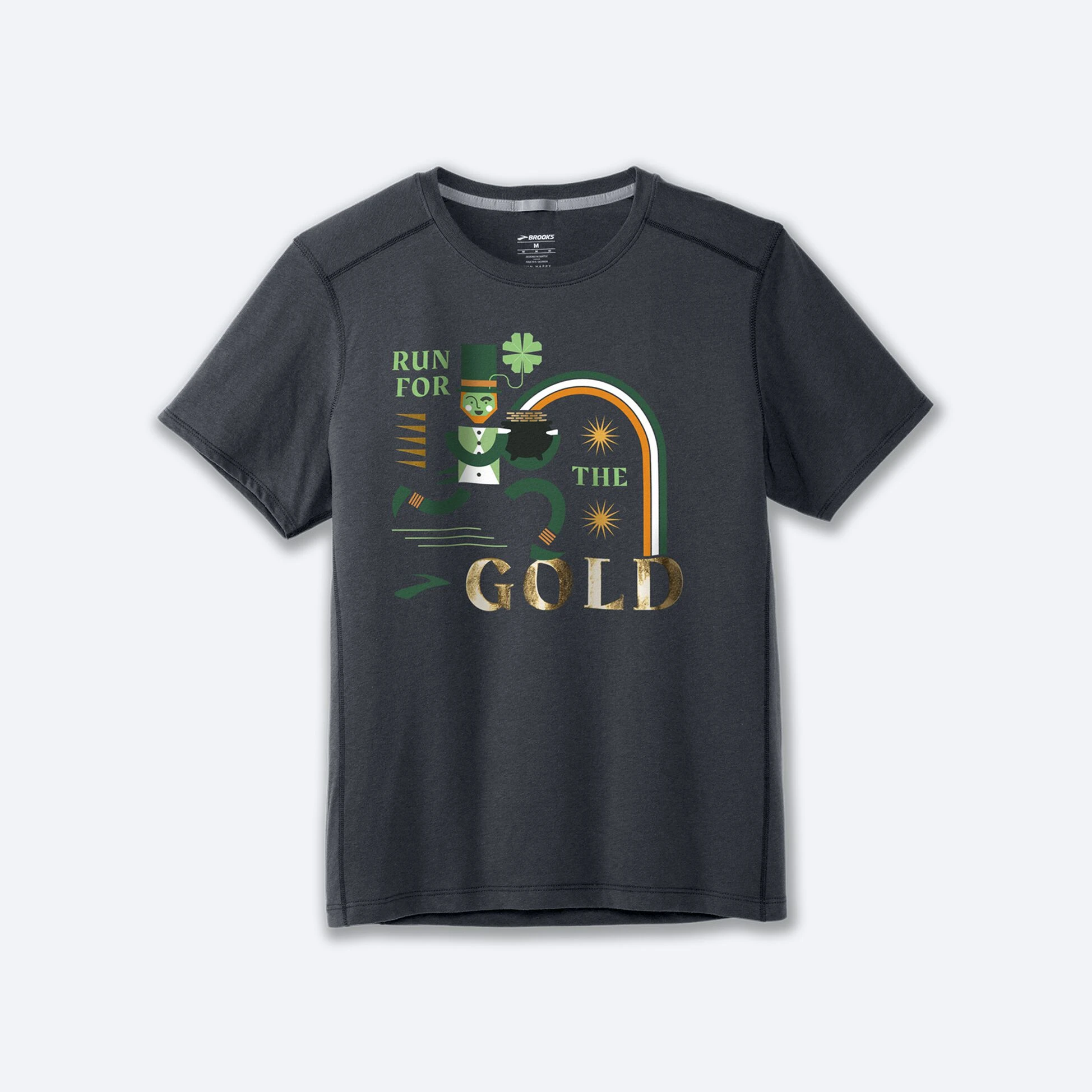 Brooks Distance Short Sleeve 2.0 040 - Heather Asphalt/Run Lucky