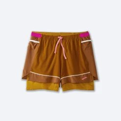 Brooks High Point 3" 2-in-1 Short 290 - Hazelwood/Ochre/Fuchsia