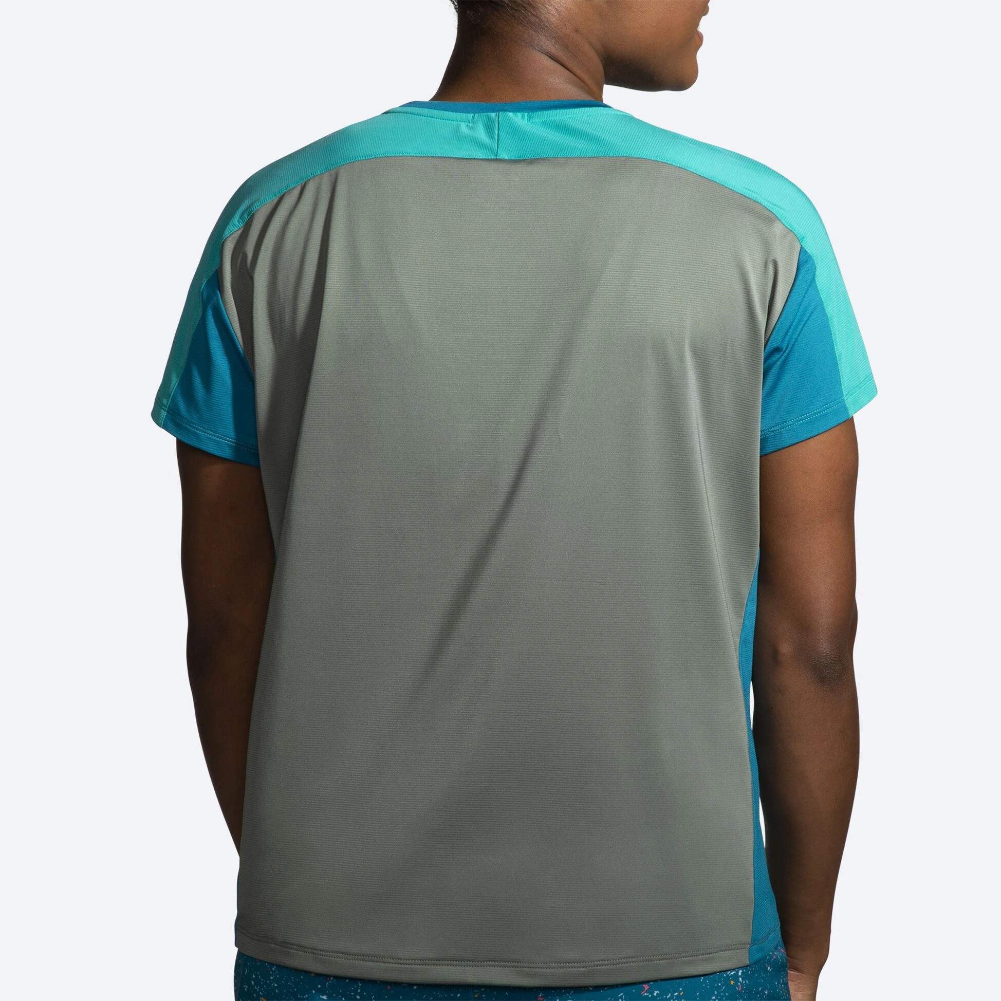 Brooks Sprint Free Short Sleeve 2.0 367 - Dark Pebble/Lagoon/Nile Green - Image 3