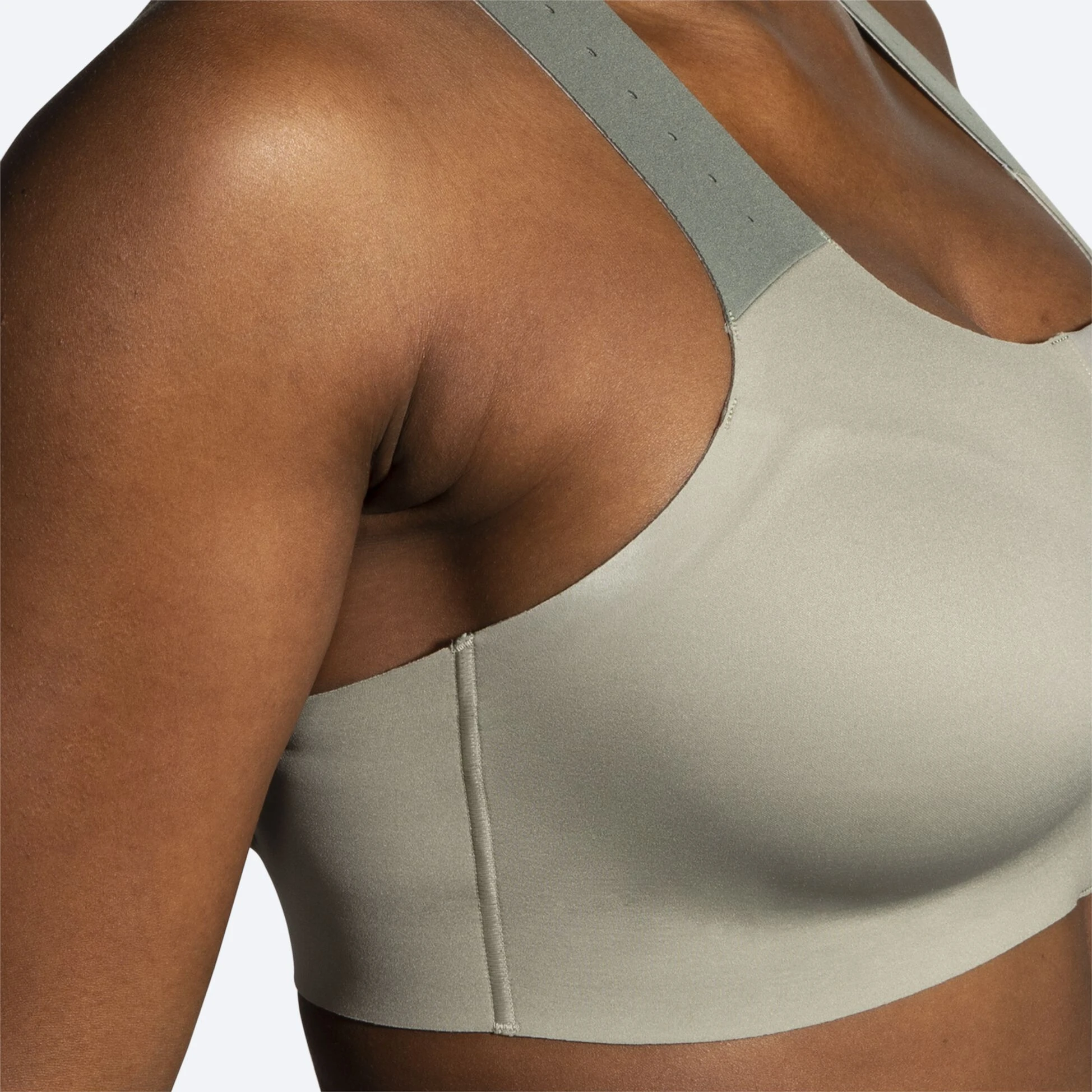 Brooks Dare Zip Run Bra 2.0 326 - Pebble/Dark Pebble/Cool Mint - Image 7