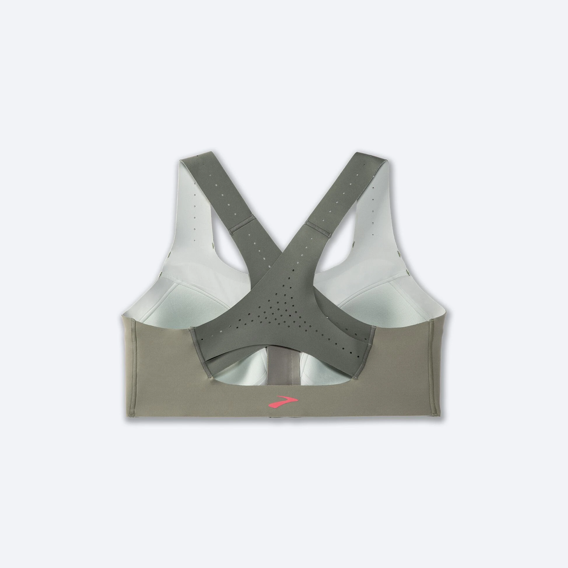 Brooks Dare Zip Run Bra 2.0 326 - Pebble/Dark Pebble/Cool Mint - Image 4