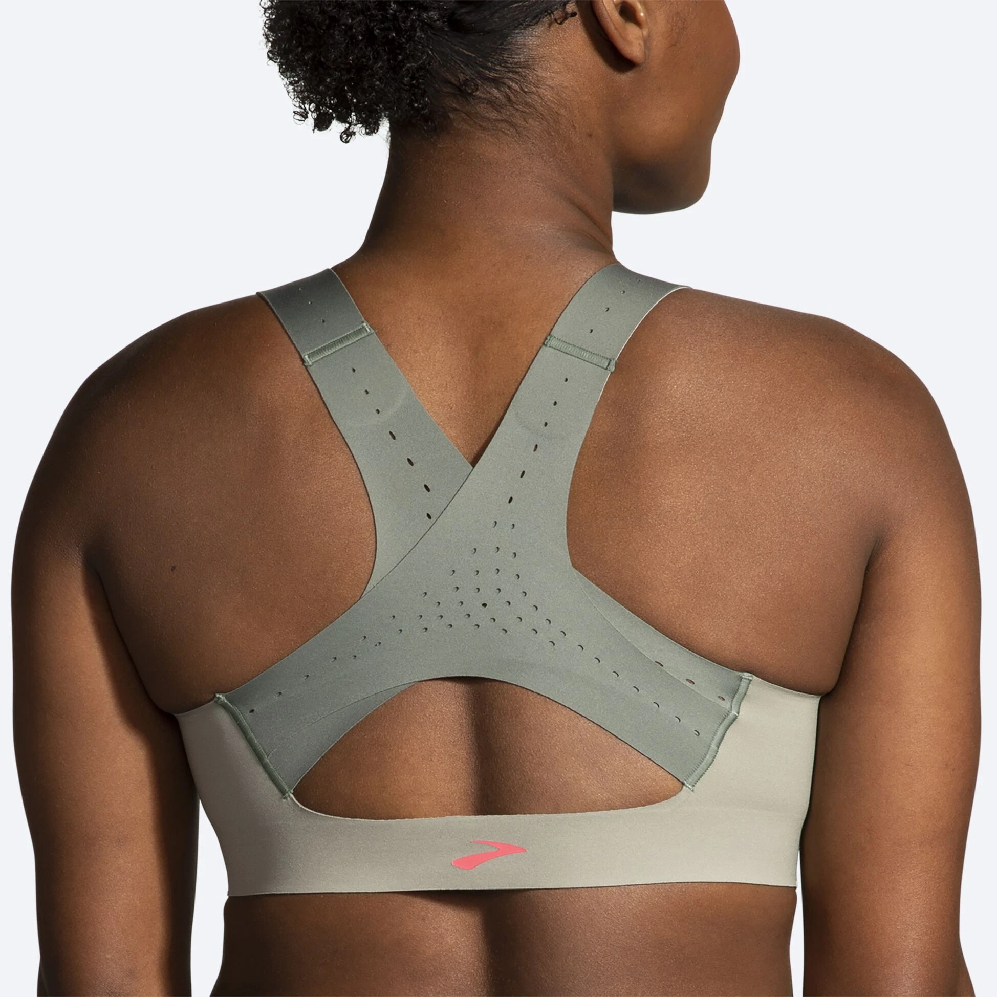 Brooks Dare Zip Run Bra 2.0 326 - Pebble/Dark Pebble/Cool Mint - Image 3