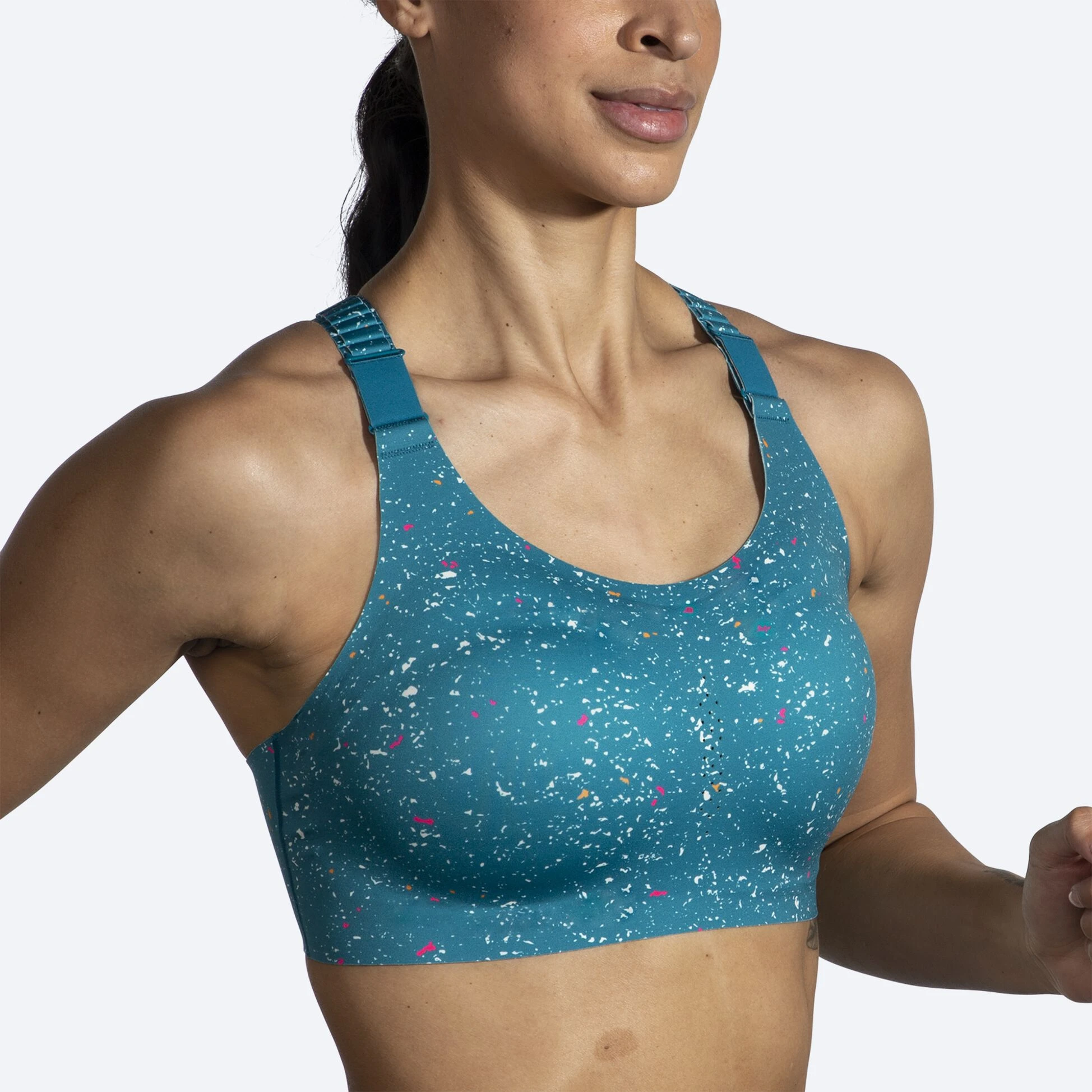 Brooks Dare Racerback Run Bra 2.0 464 - Lagoon Speckle Print - Image 5